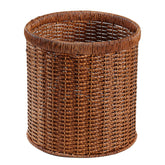 Walnut plastic rattan storage basket, durable and sophisticated, perfect for organizing household essentials in any room.